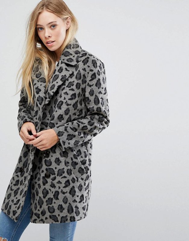 Palton de leopard gri