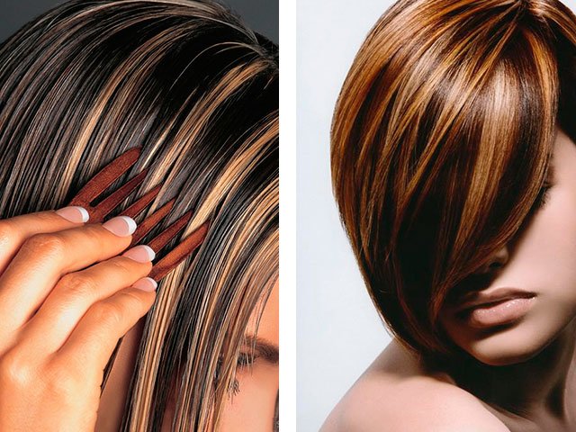 Evidențierea pe părul închis la culoare (foto 2019)