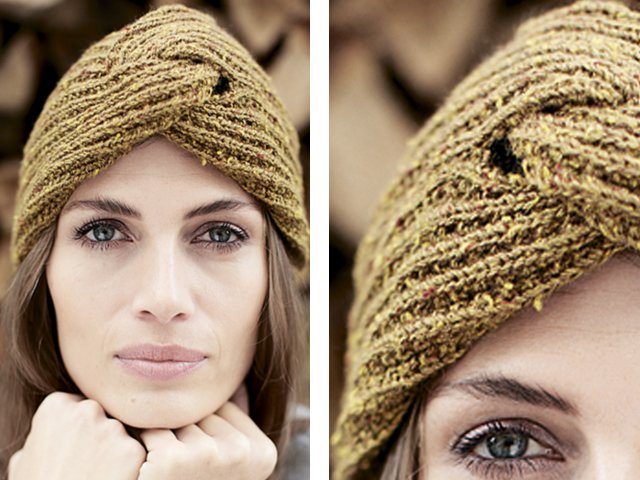Dziewiarski turban z igłami: samouczki fotograficzne i wideo