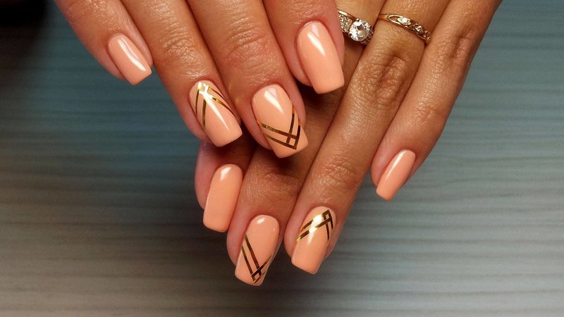 Peach Gold Striped Design