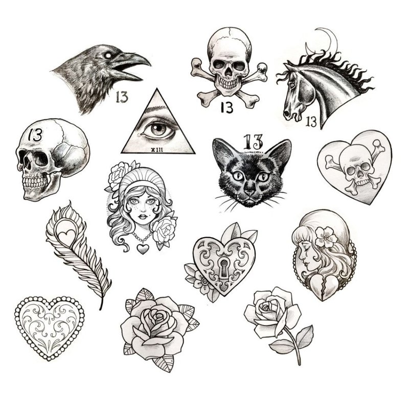 Schițe de craniu pentru tatuaj