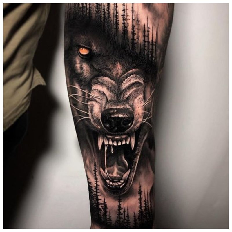 Angry Wolf - Tatuaj masculin