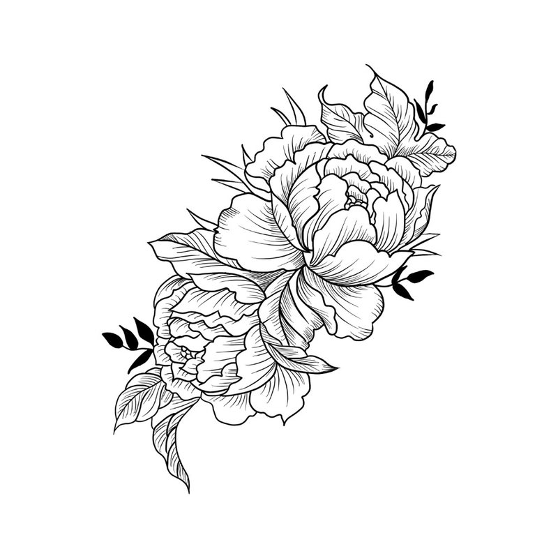 Piękny kwiat - szkic tatuaż dla dziewczynki