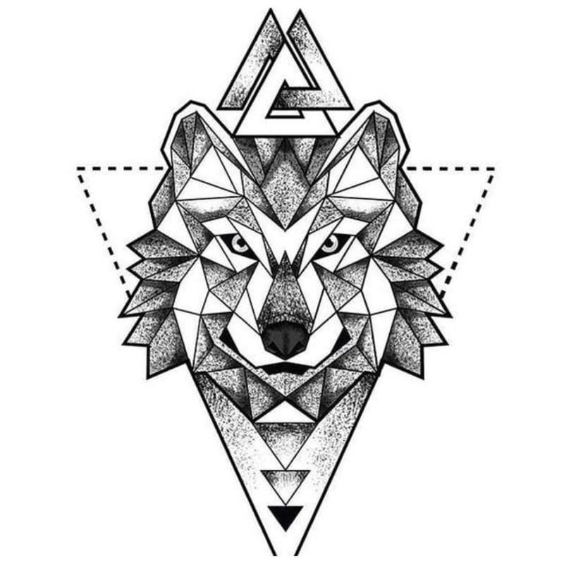 رسم رمزي لذئب للوشم