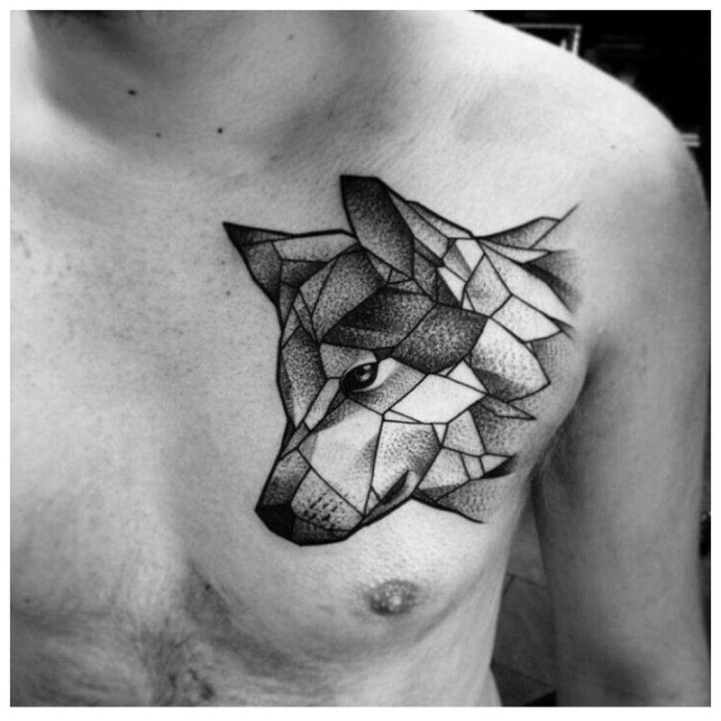 Tatuaj de lup geometric