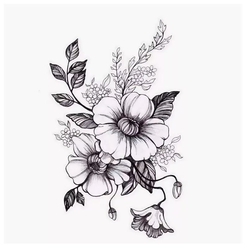 Croquis floral pour tatouage.