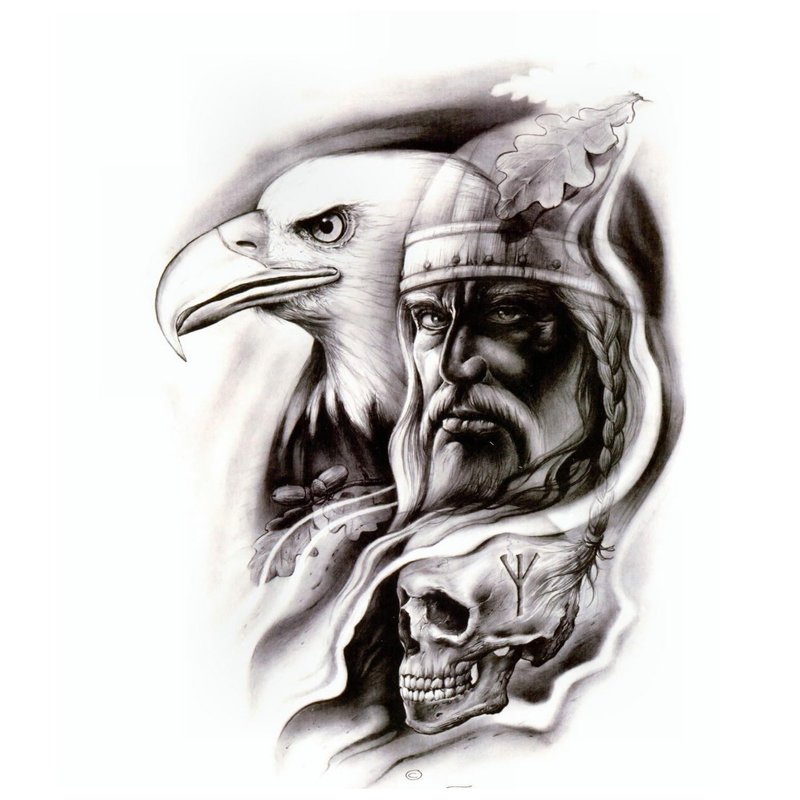 Tattoo schets - portret met een adelaar