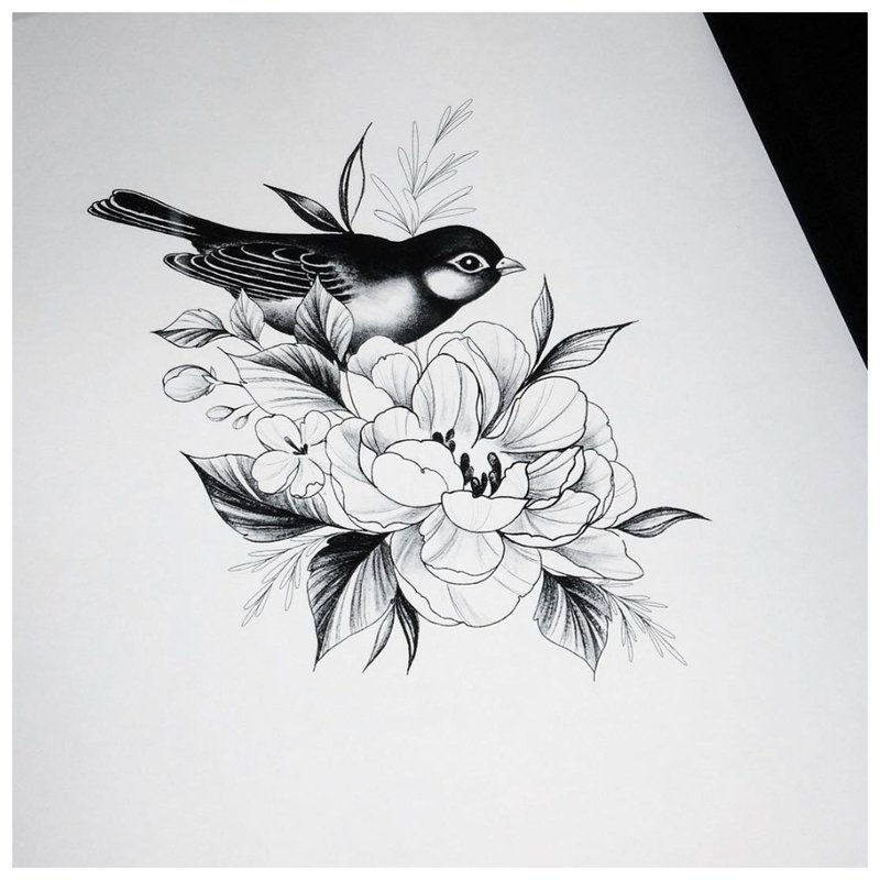 Blomster og animalistisk temaskisse for tatoveringsjente