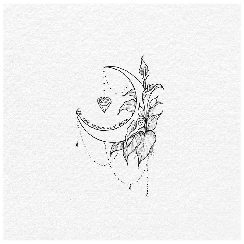رسم من وشم القمر مع النبات
