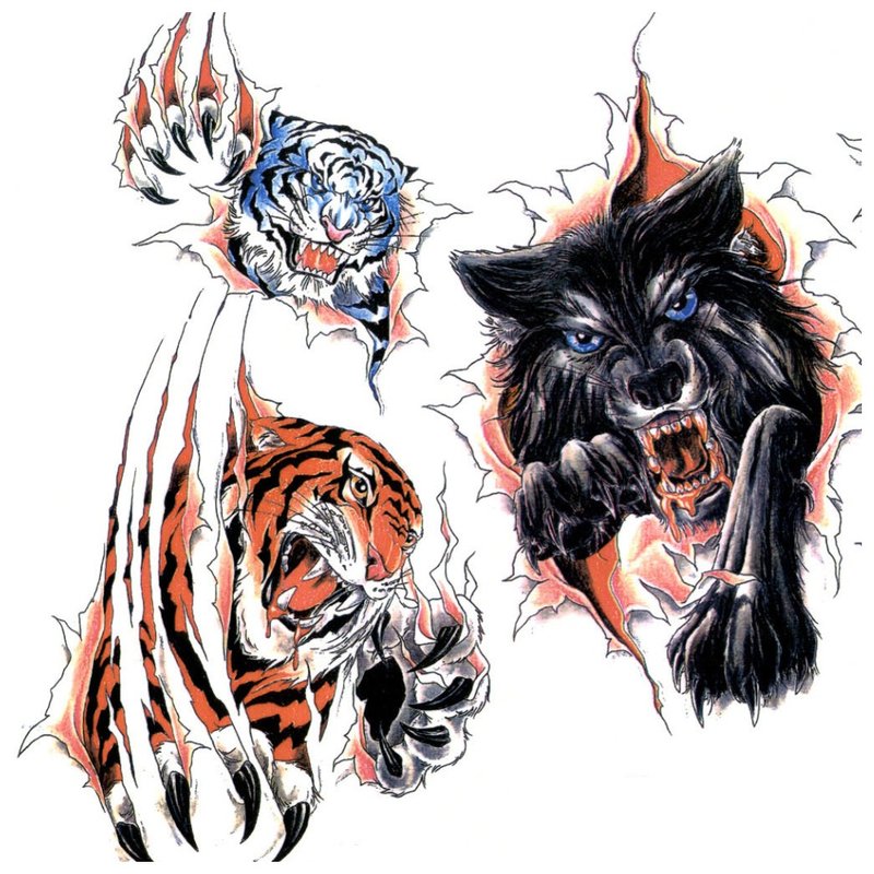 Croquis de tatouages ​​d'animaux colorés