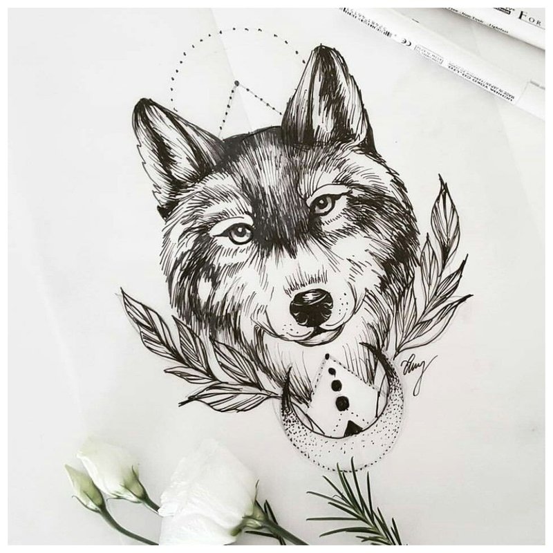يبتسم الذئب - رسم للوشم
