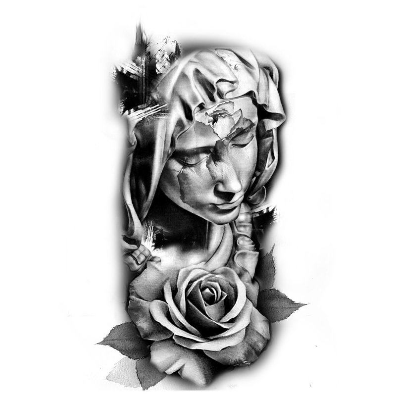 Statue avec une rose