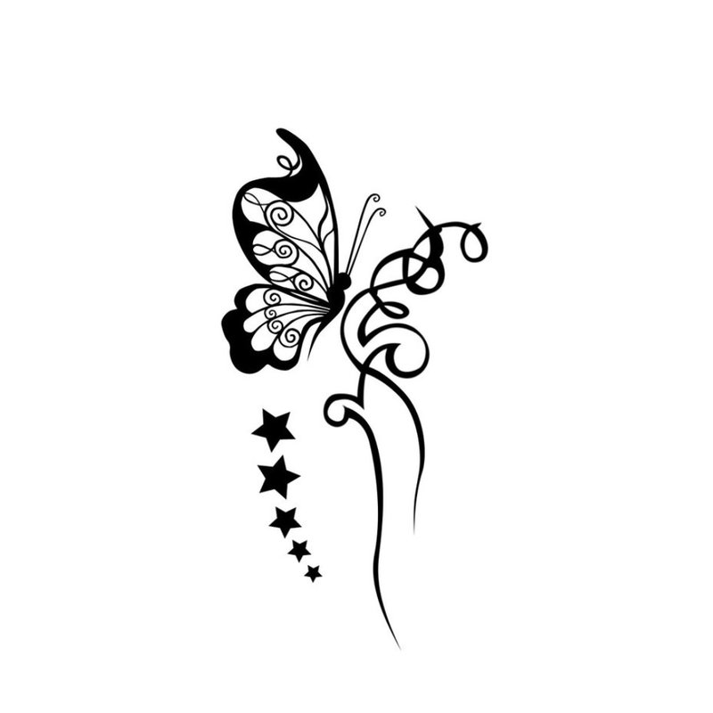 Croquis de tatouage papillon et fleur