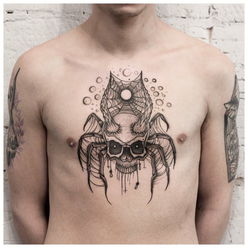 Tatuiruotė vorui, kurios stilius yra „pasidaryk pats“ ant vyro