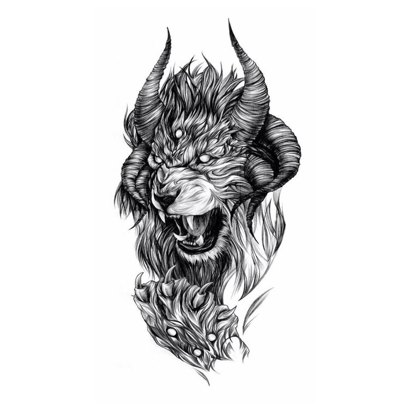 Liūto grindas - tatuiruotės eskizas